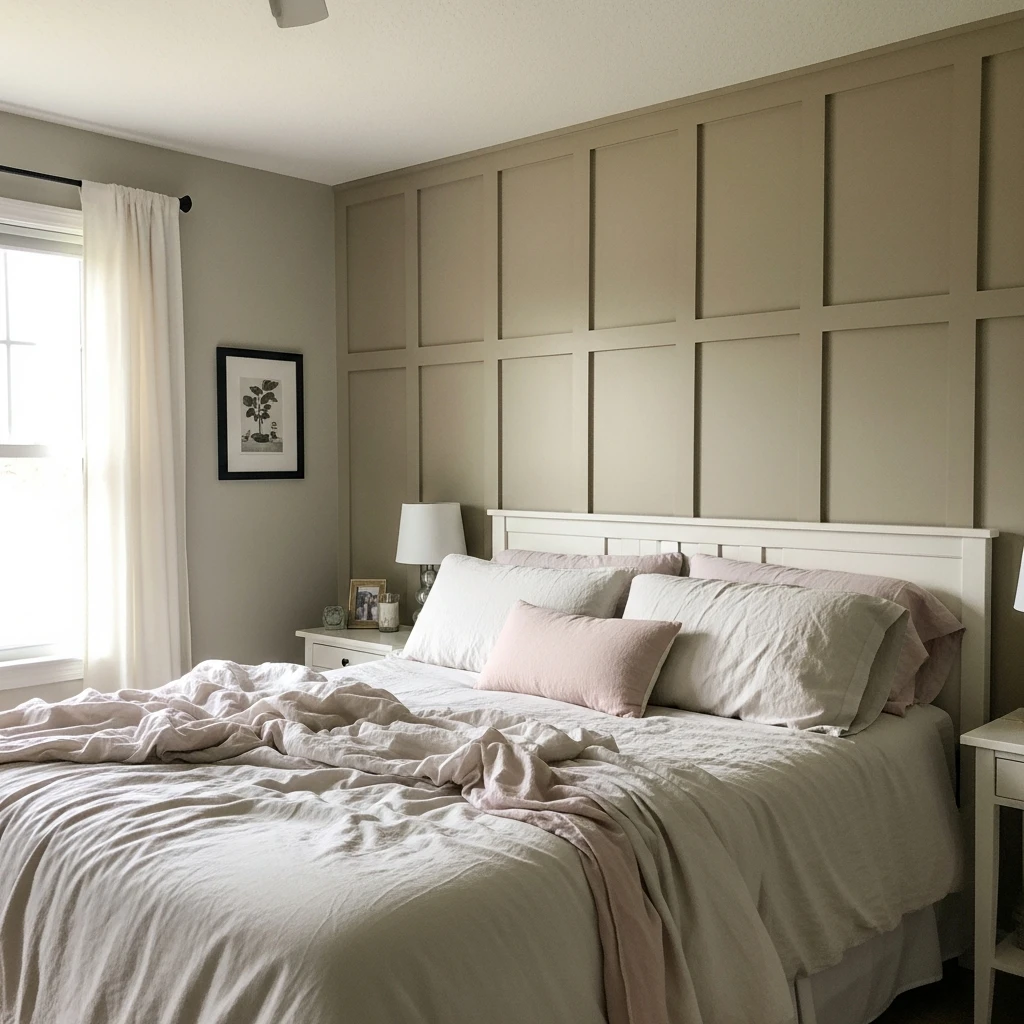 Board-and-Batten Wall - 50 Simple, Budget-Friendly Ways to Create a Cozy, Romantic Bedroom