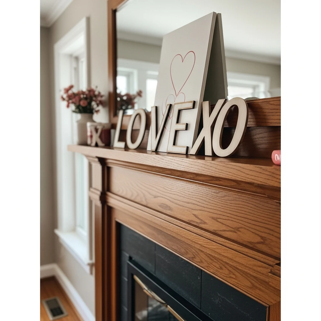 Relaxed Typography Art - 50 Beautiful and Budget-Friendly Valentine's Mantel Decor Ideas