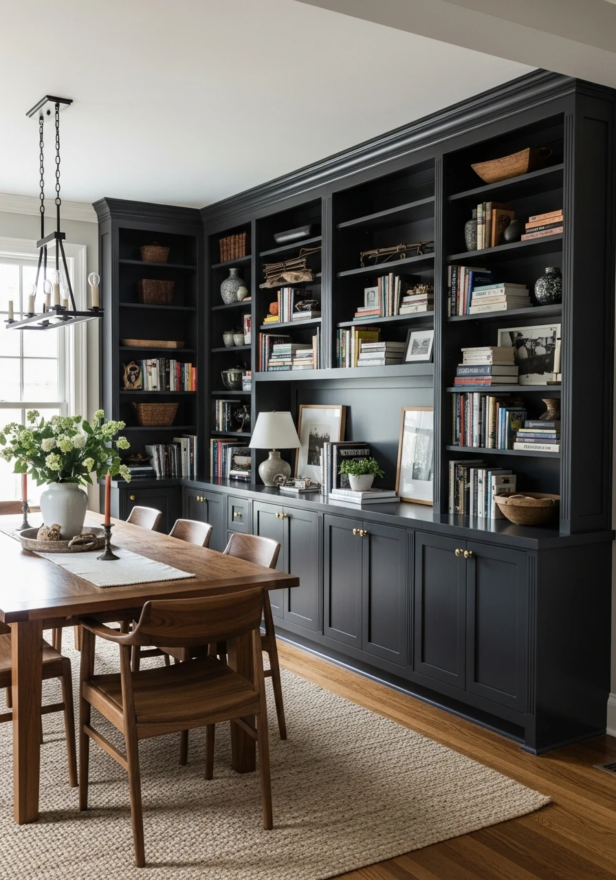 Library Style Bookshelves - 50 Dining Room Built-In Ideas for a Custom High-End Look