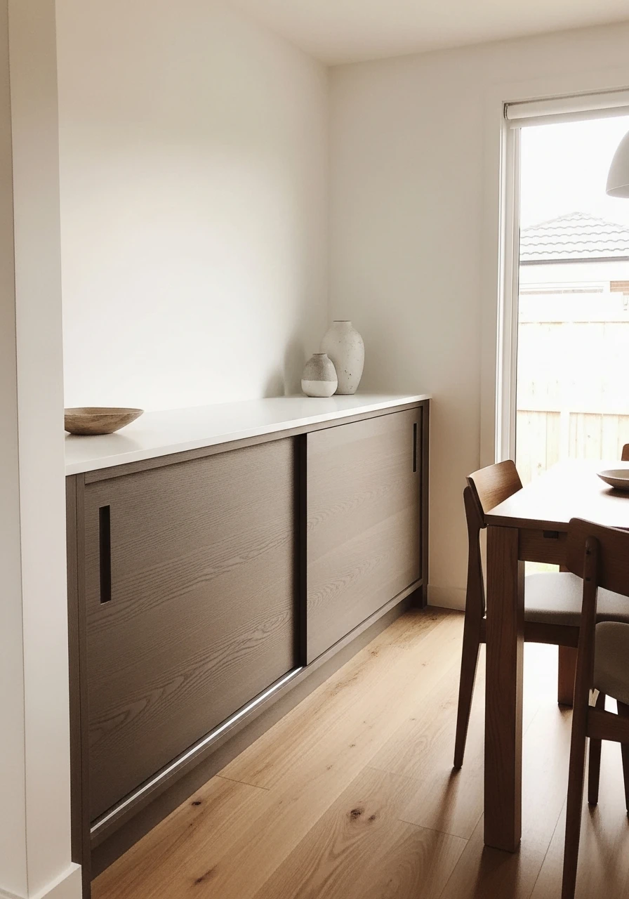 Sleek Sliding Door Credenza - 50 Dining Room Built-In Ideas for a Custom High-End Look