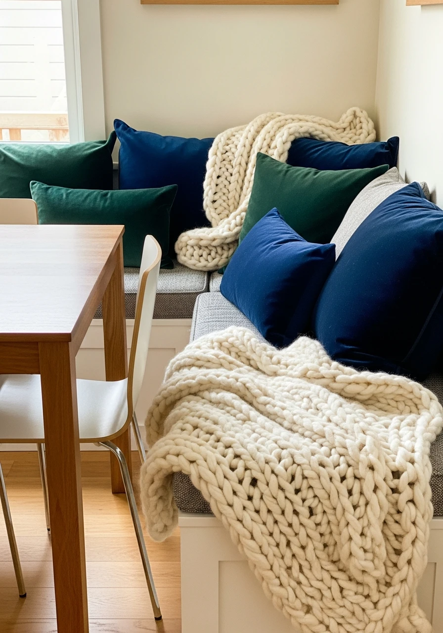 Textiles on Banquettes - 50 Budget-Friendly Dining Room Decor Ideas for a High-End Look