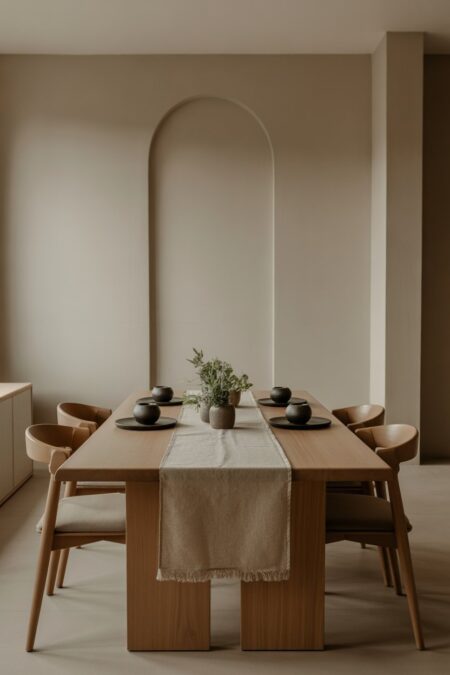 minimalist dining room showcasing a simple