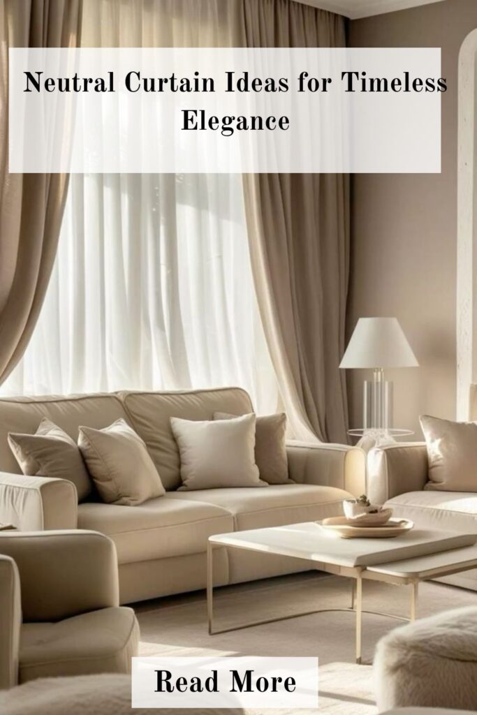 Neutral curtain ideas bringing timeless elegance to a living room with soft fabrics, sophisticated window treatments, and classic decor