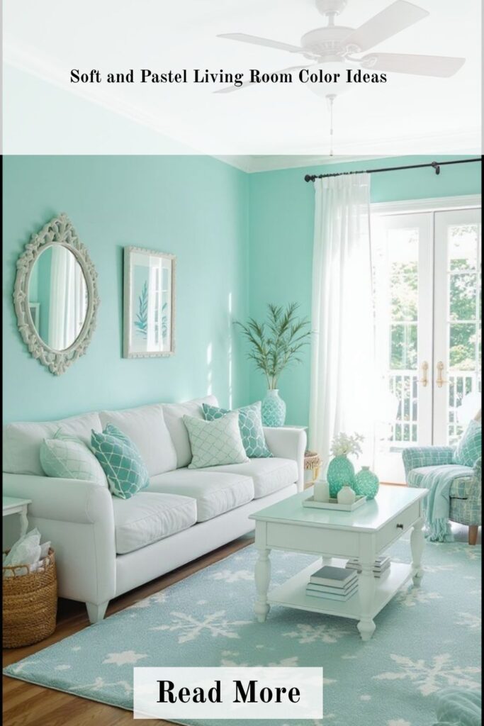 Soft and pastel living room color ideas with light tones creating a calm, airy, and elegant space