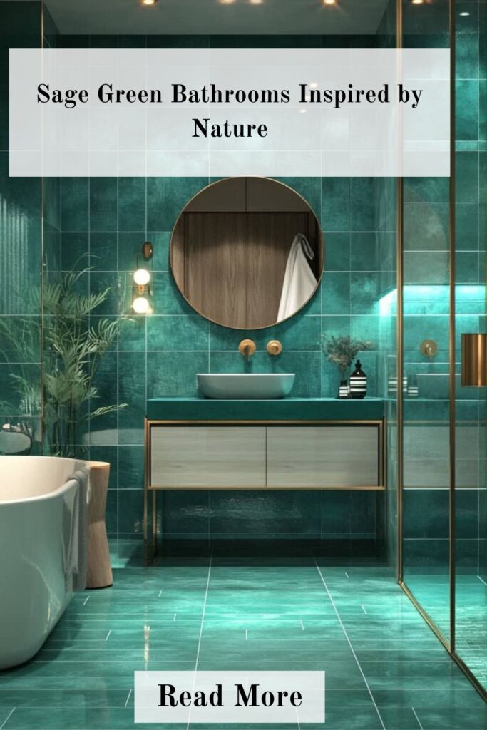Sage green bathroom inspired by nature with calming colors and organic design elements